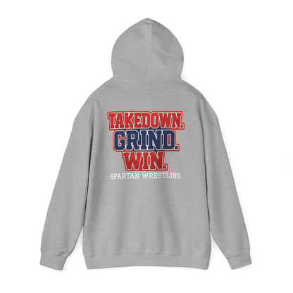 Takedown. Grind. Win Spartan Wresting Gildan Hoodie
