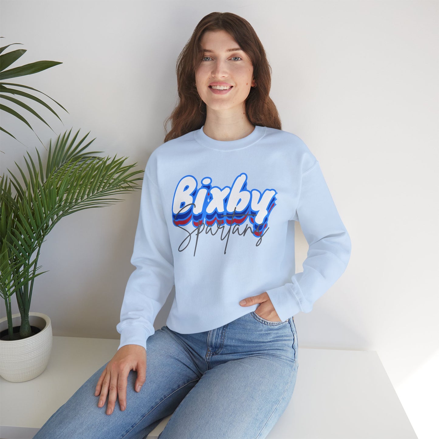 Bixby Spartan Script Logo Gildan Sweatshirt