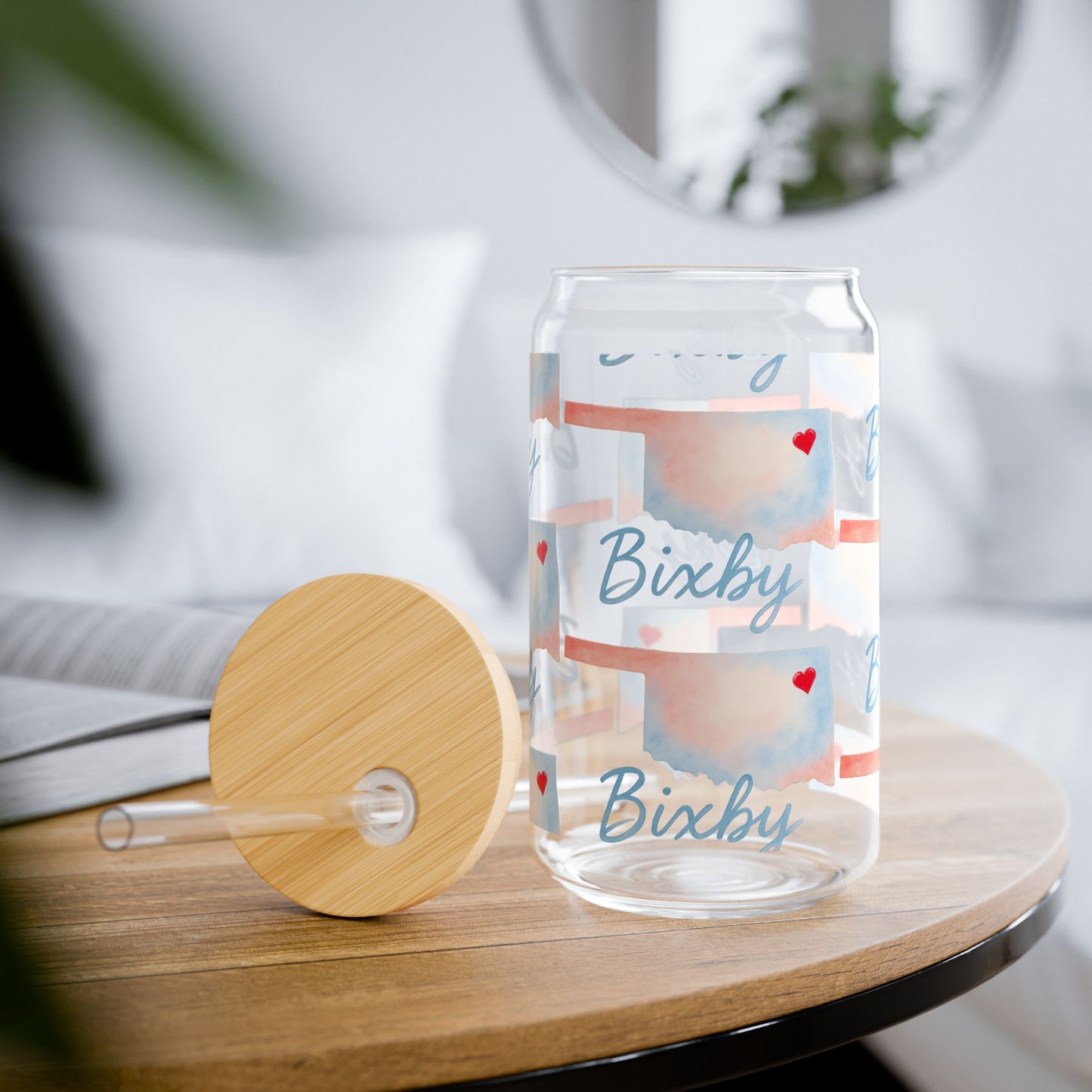 Bixby OK Watercolor 16 Ounce Sipper Glass