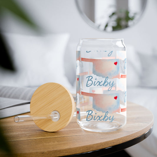 Bixby OK Watercolor 16 Ounce Sipper Glass