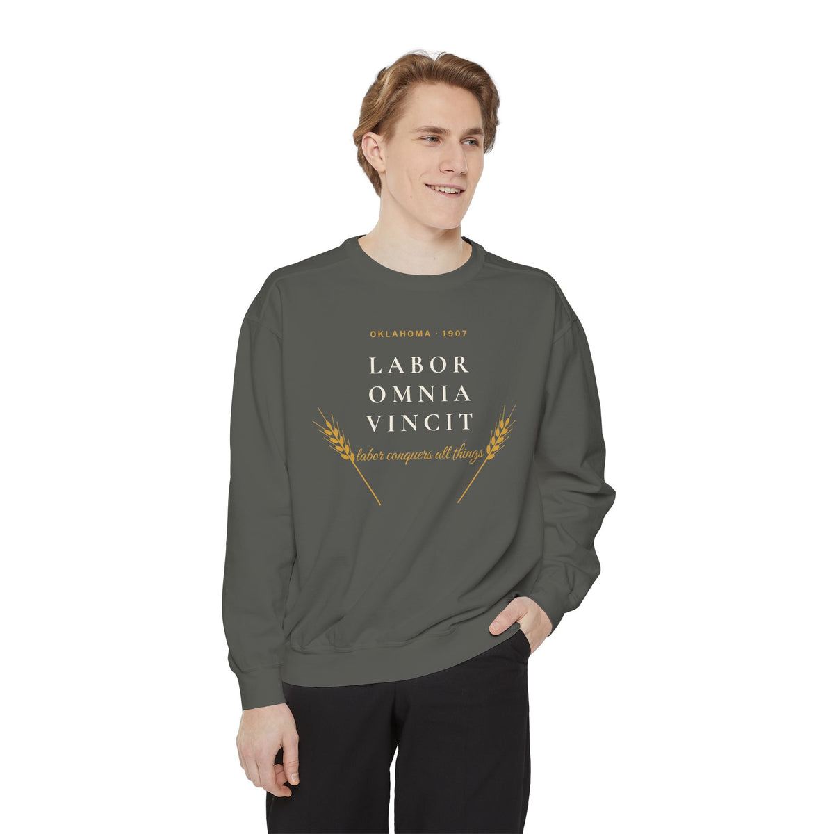 Labor Omnia Vincit Oklahoma Crewneck Sweatshirt | Comfort Colors