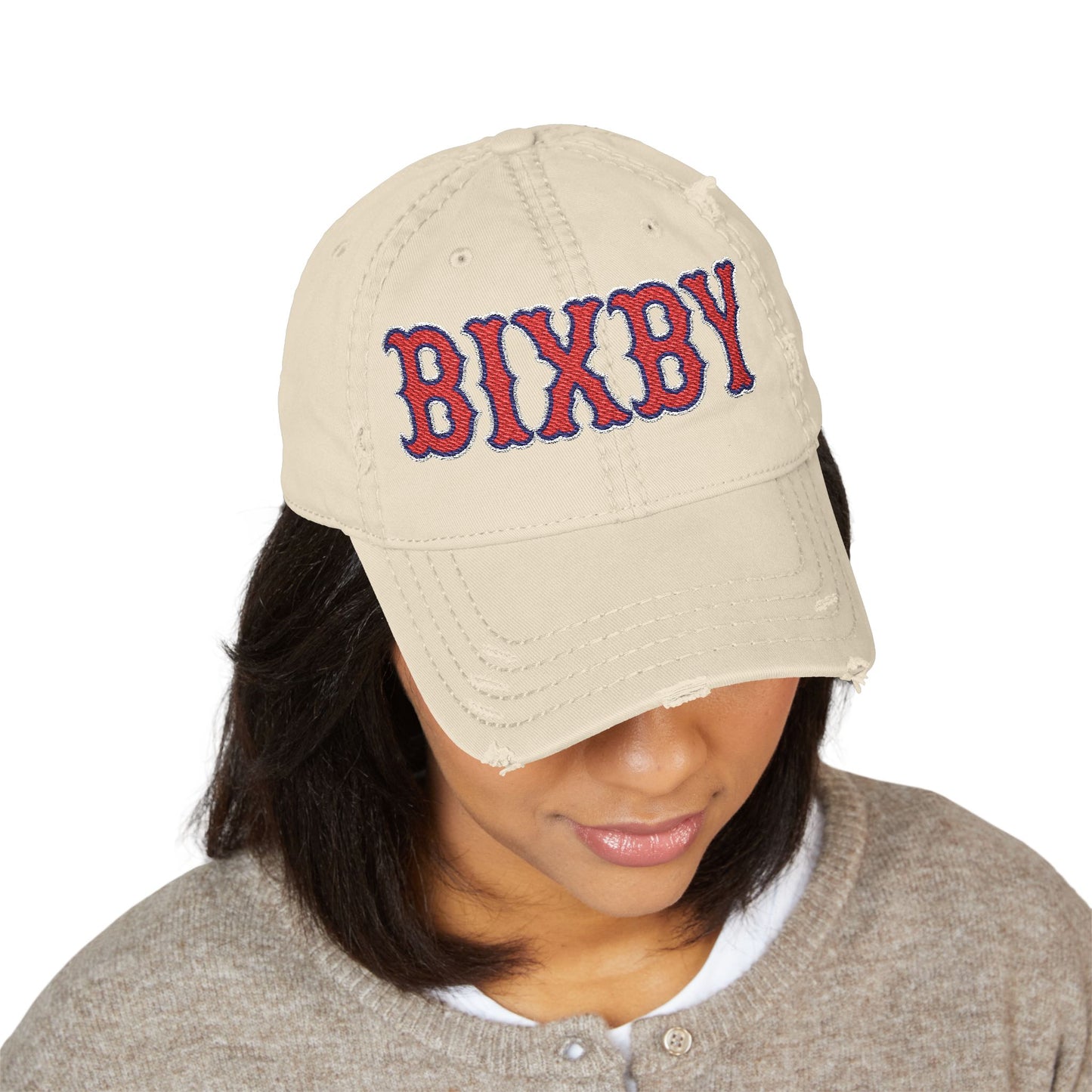 Distressed Embroidered 'BIXBY' Vintage Baseball Cap