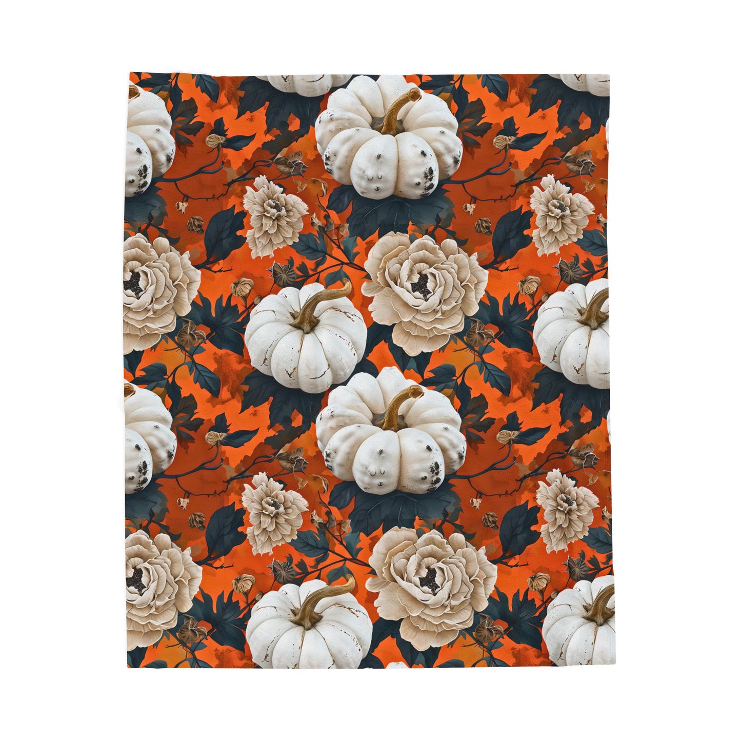 Pumpkin Floral Blast Velveteen Plush Blanket