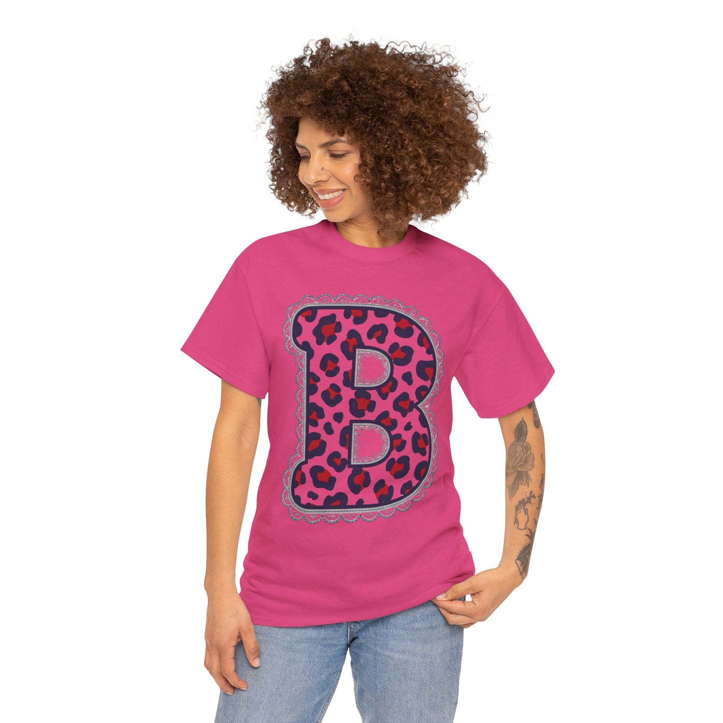 Leopard Print "B" Gildan Tee