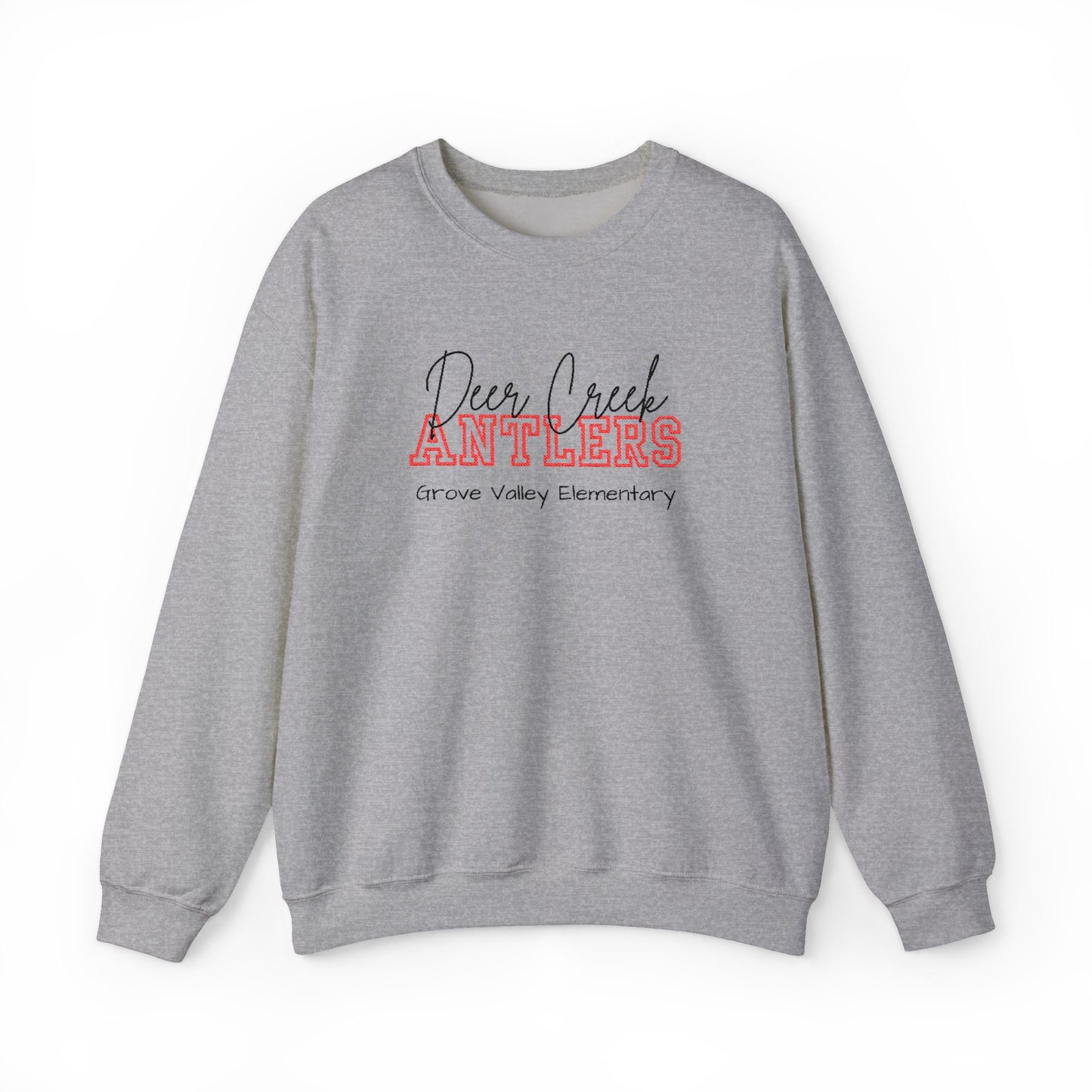 Personalized Embroidered Deer Creek Antlers Crewneck Sweatshirt