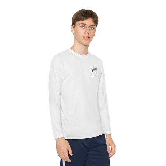 Spartan White Logo Youth Long Sleeve Sport-Tek Tee
