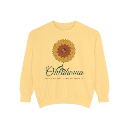 Indian Blanket Garden Script Oklahoma Crewneck Sweatshirt | Comfort Colors