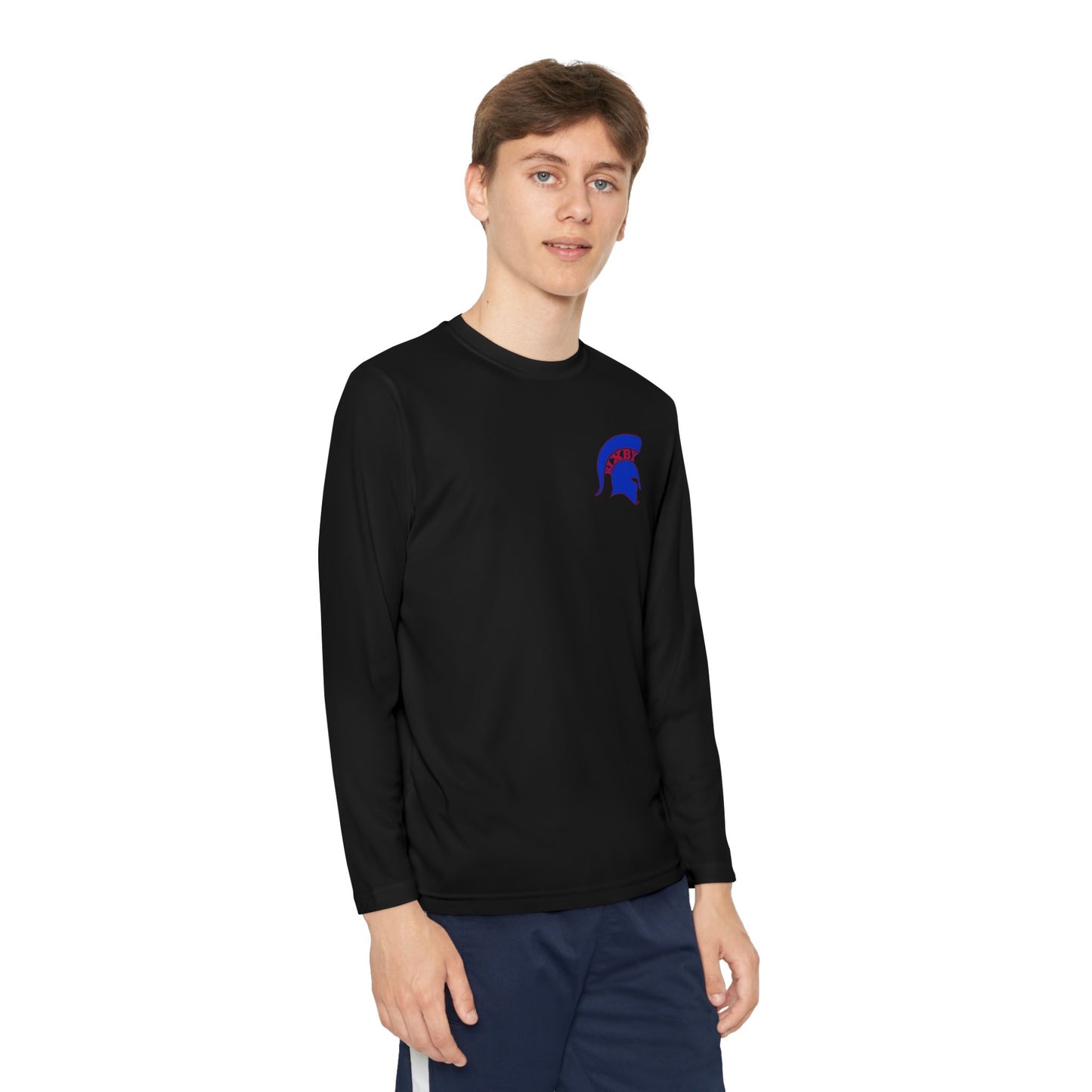 Spartan Blue Logo Youth Long Sleeve Sport-Tek Tee