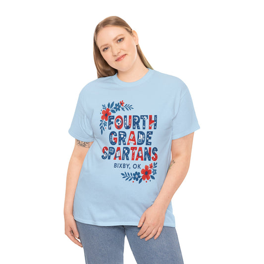 Fourth Grade Floral Teacher Gildan Tee