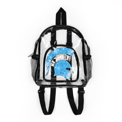 Spartan Blue Bling Logo Clear Event Backpack