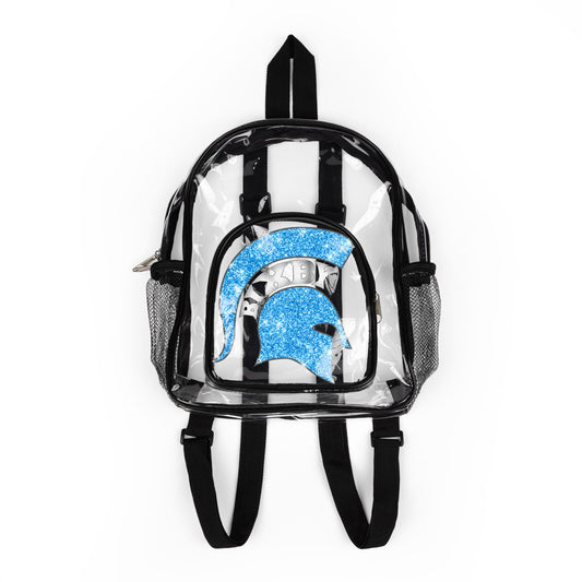 Spartan Blue Bling Logo Clear Event Backpack