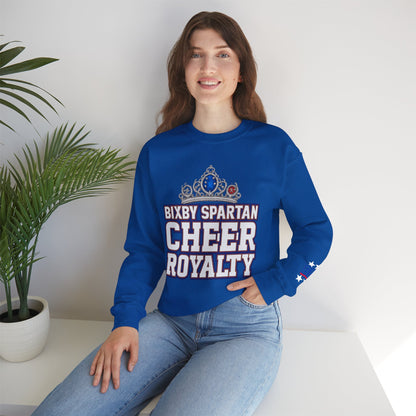 Bixby Spartan Cheer Royalty With Sleeve Print Gildan Sweatshirt