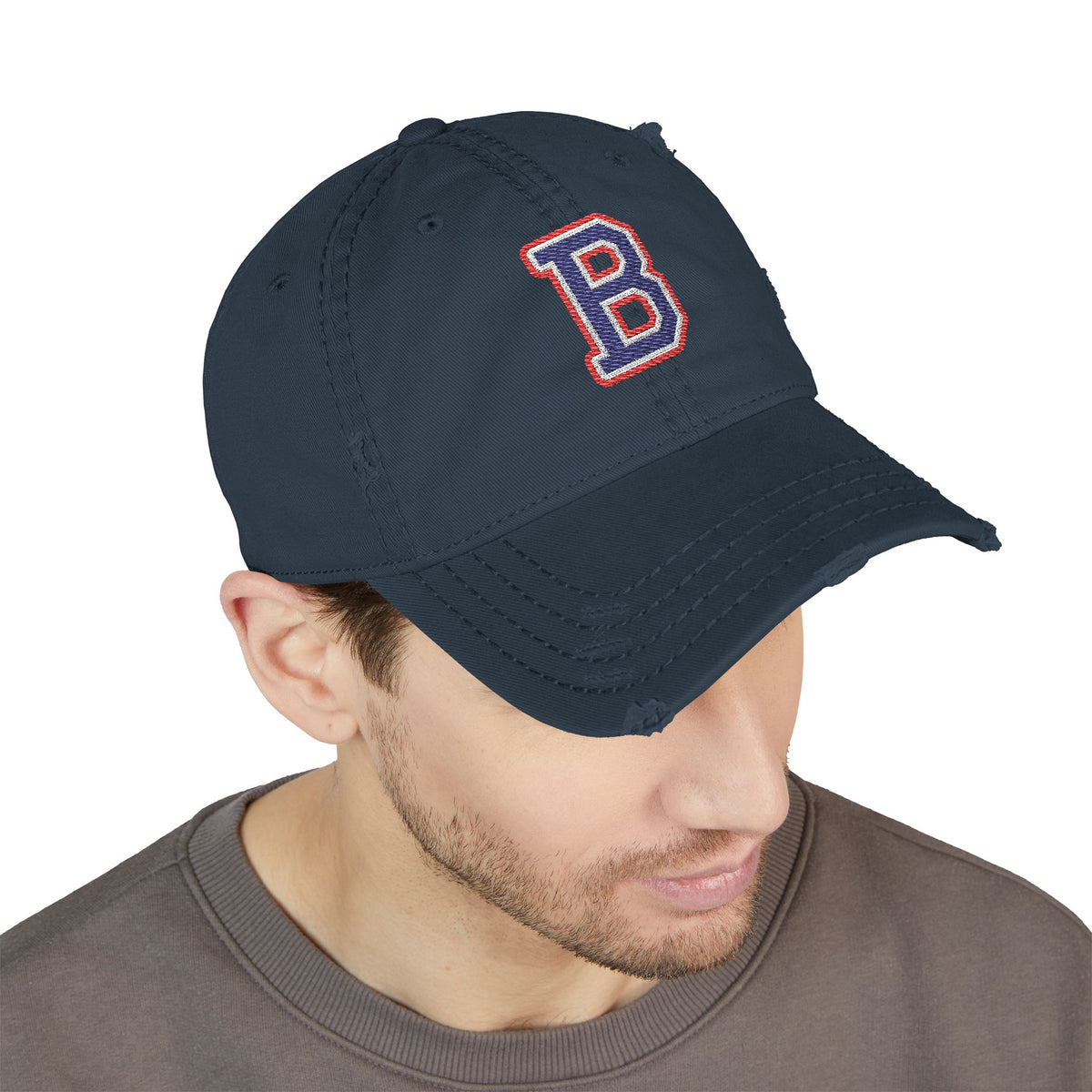 Bixby Spartans Distressed Dad Hat, Embroidered Varsity B