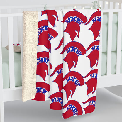Spartan Red Small Pattern Logo Comfy Sherpa Fleece Blanket