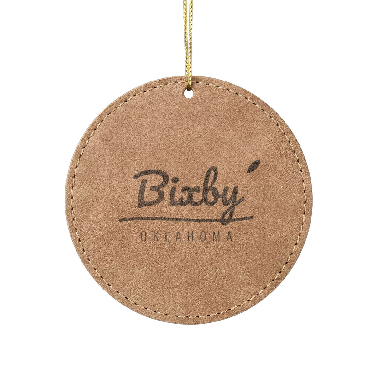 Bixby Garden Script Engraved Leatherette Ornament