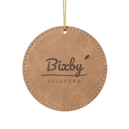 Bixby Garden Script Engraved Leatherette Ornament