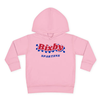 Bixby Spartans Retro Blue Checkered Script Toddler Hoodie – Little Spartan Vintage Hoodie