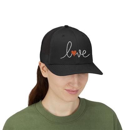 Love Script Snapback Trucker Cap | Sparkle Heart Embroidery