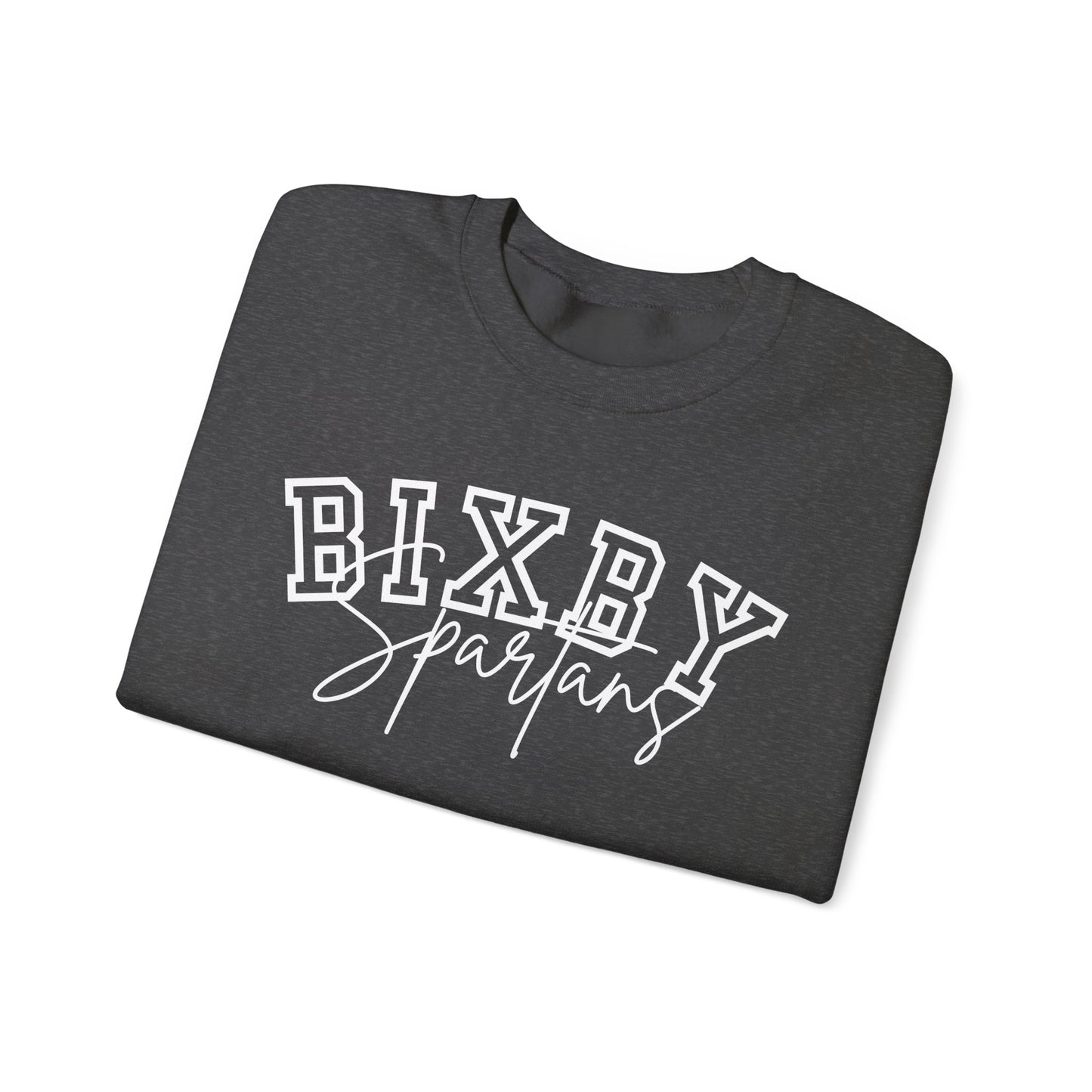 Bixby Spartans White Print Gildan Sweatshirt