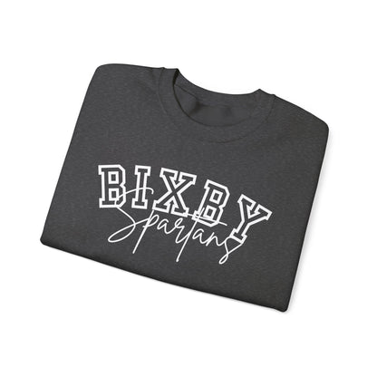 Bixby Spartans White Print Gildan Sweatshirt