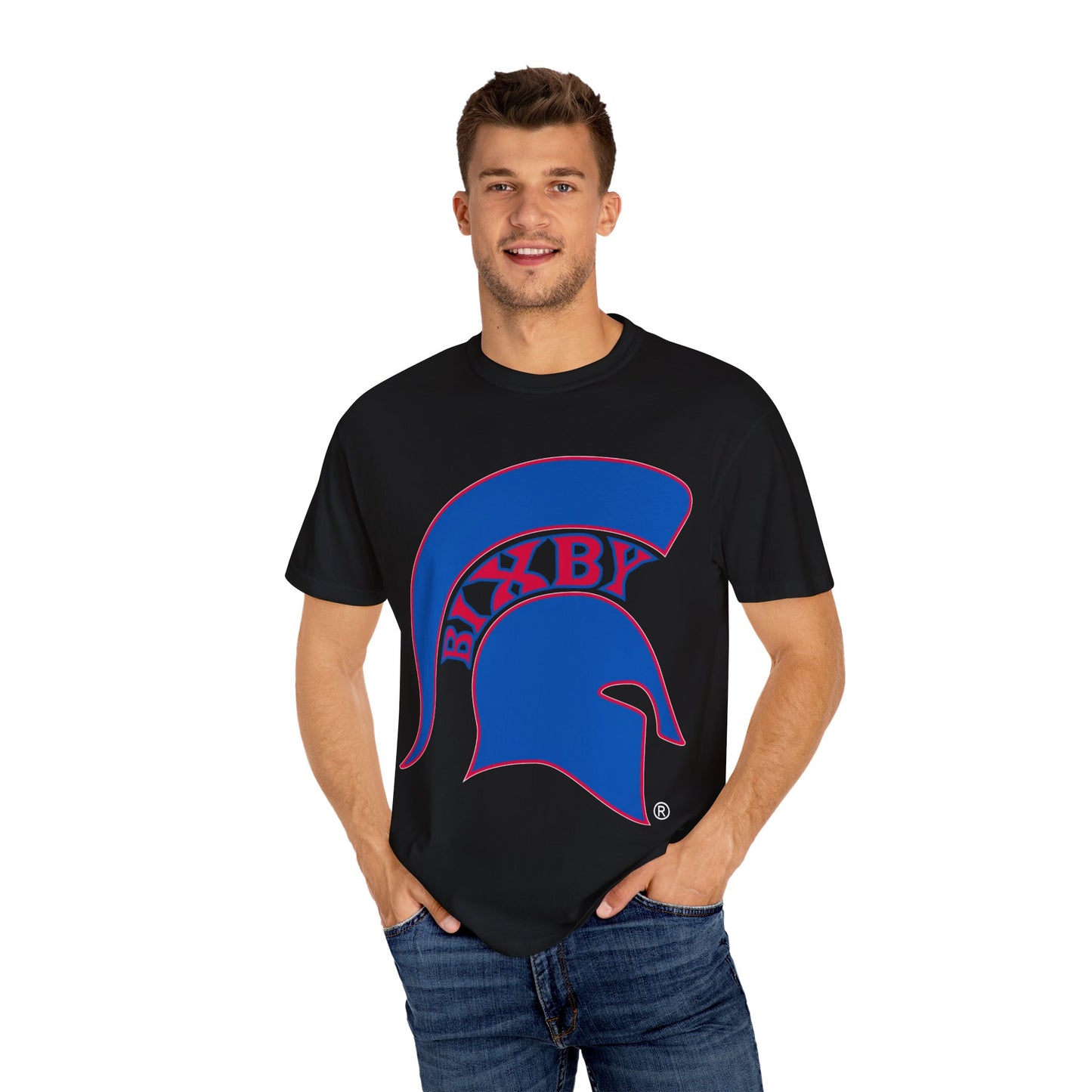 Bixby Spartan Blue Logo Comfort Colors Tee