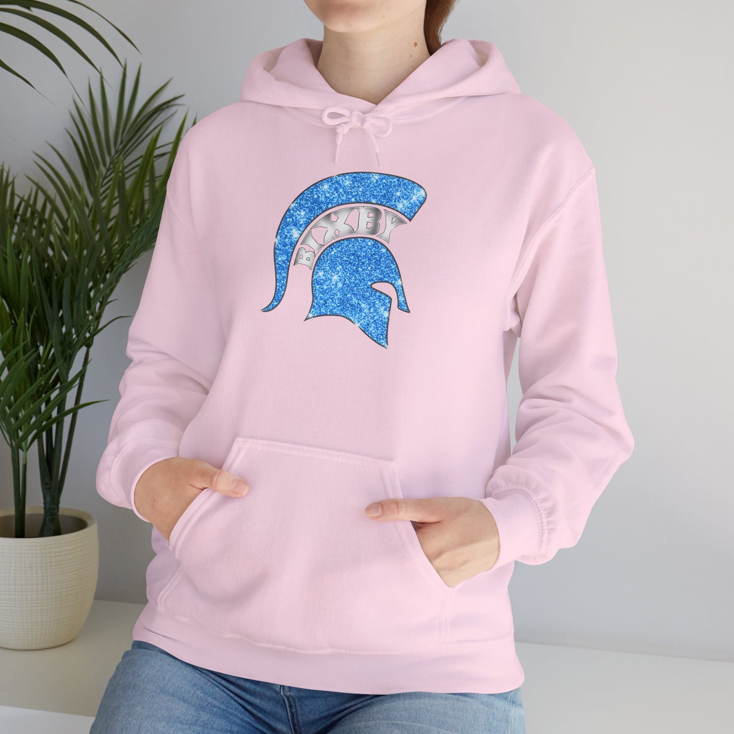 Bixby Spartan Blue Helmet Bling Gildan Hoodie