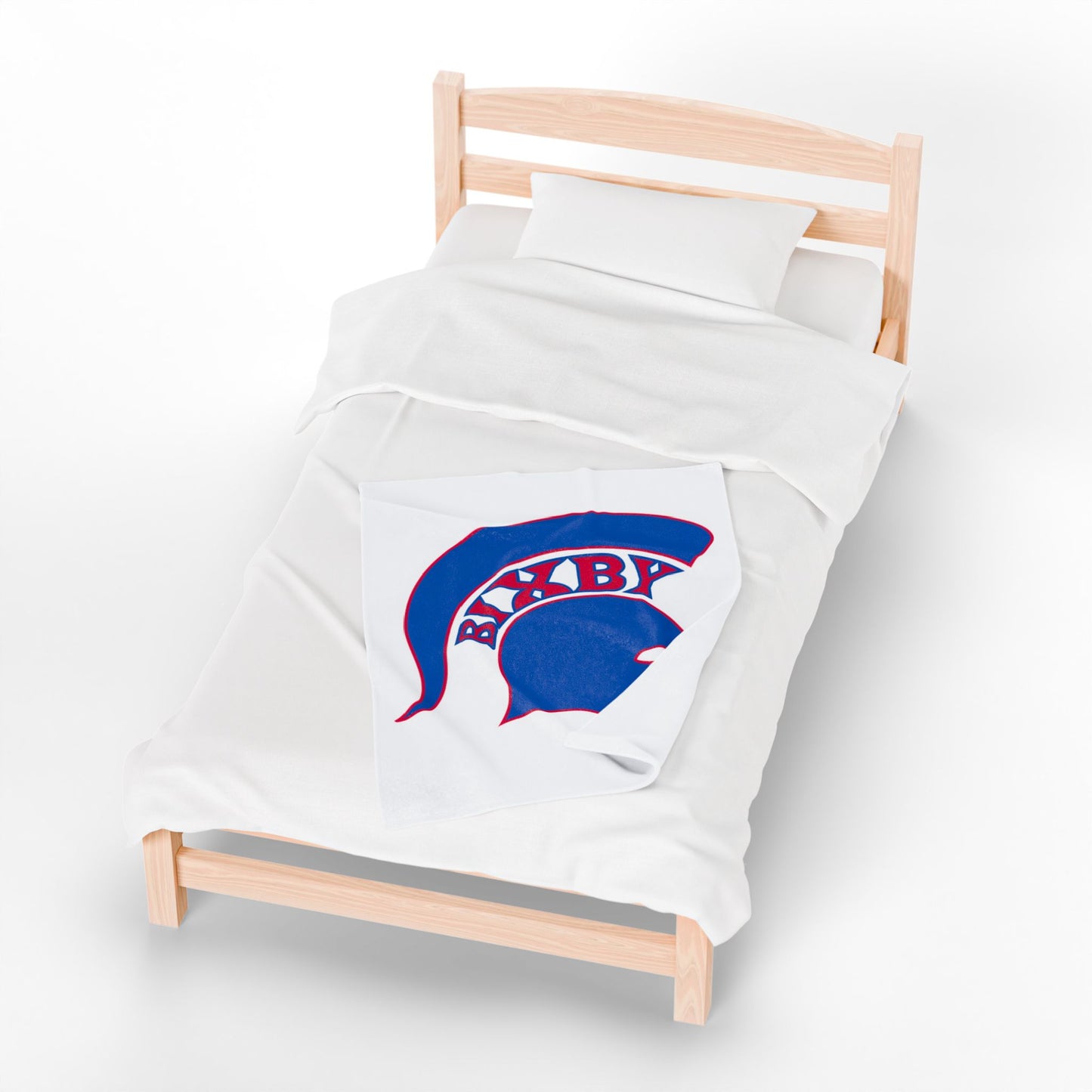 Spartan Blue Logo Velveteen Plush Blanket