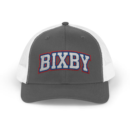 Bixby White Athletic Letter Embroidered Trucker Snapback