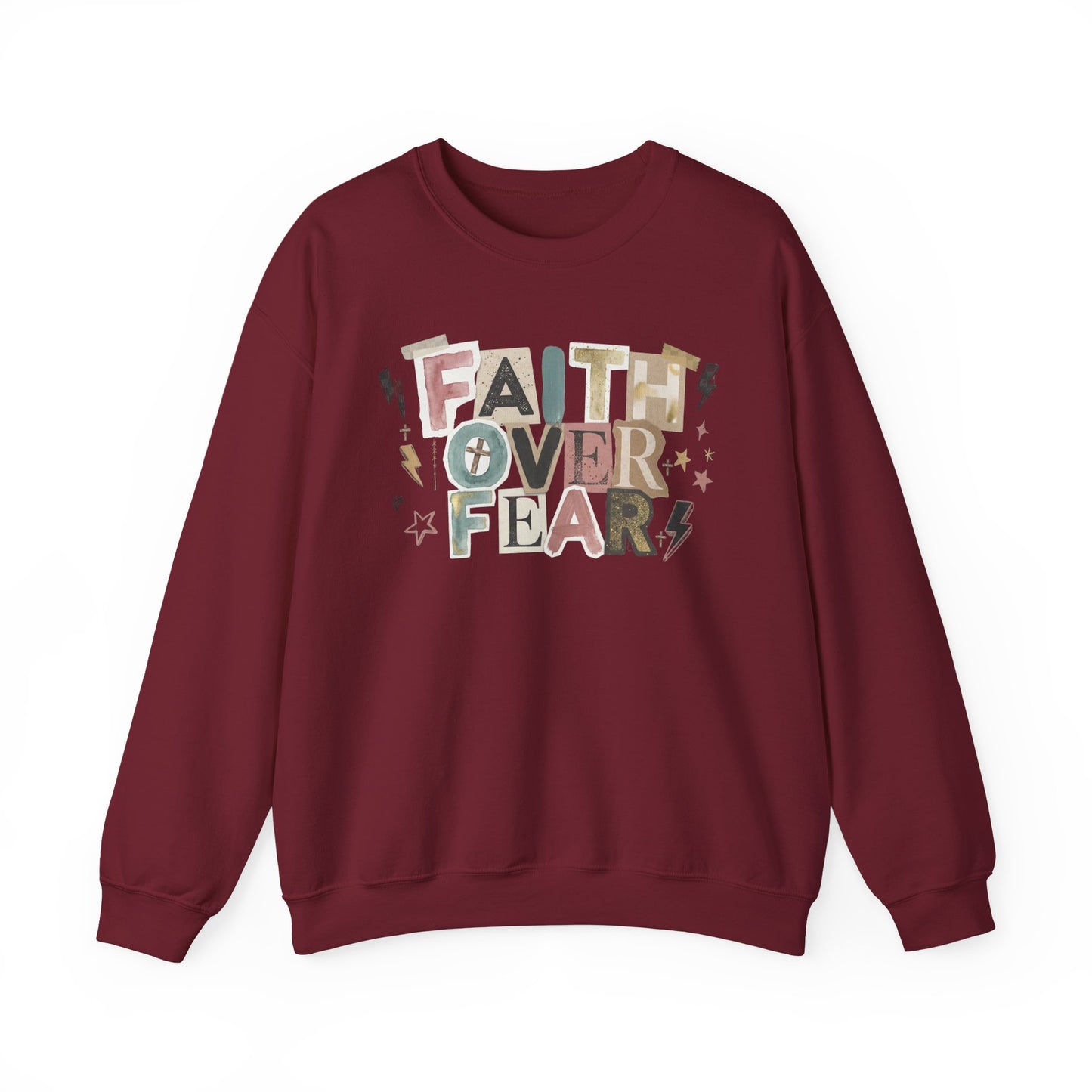 Faith Over Fear Gildan Sweatshirt | Inspirational Graphic Crewneck