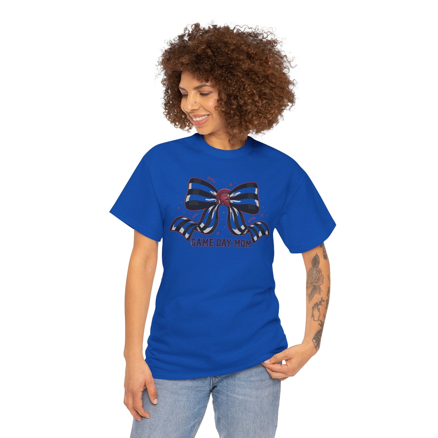 Game Day Mom T-Shirt – Striped Bow Football Mom Tee