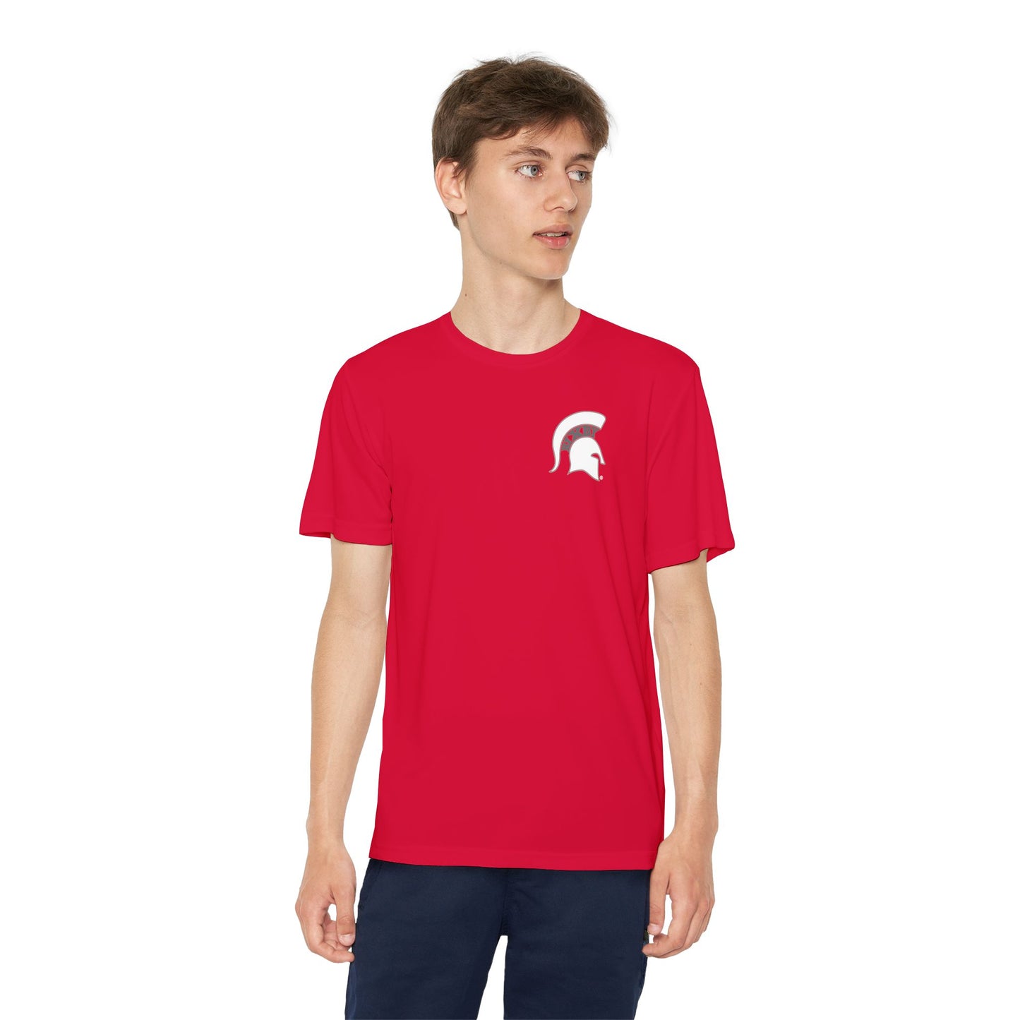 Spartan White Logo Youth Sport-Tek Tee