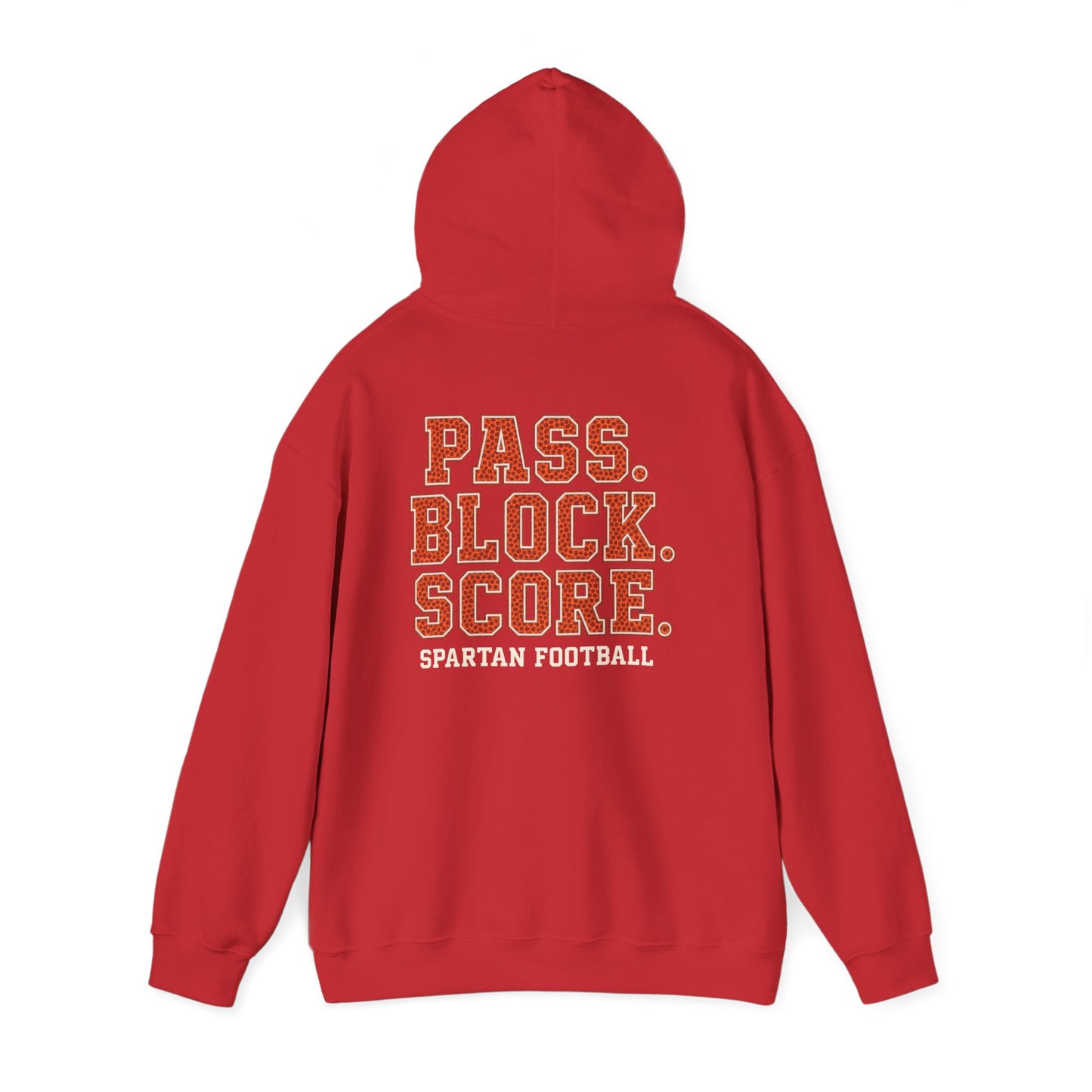 Pass. Block. Score Spartan Football Gildan Hoodie