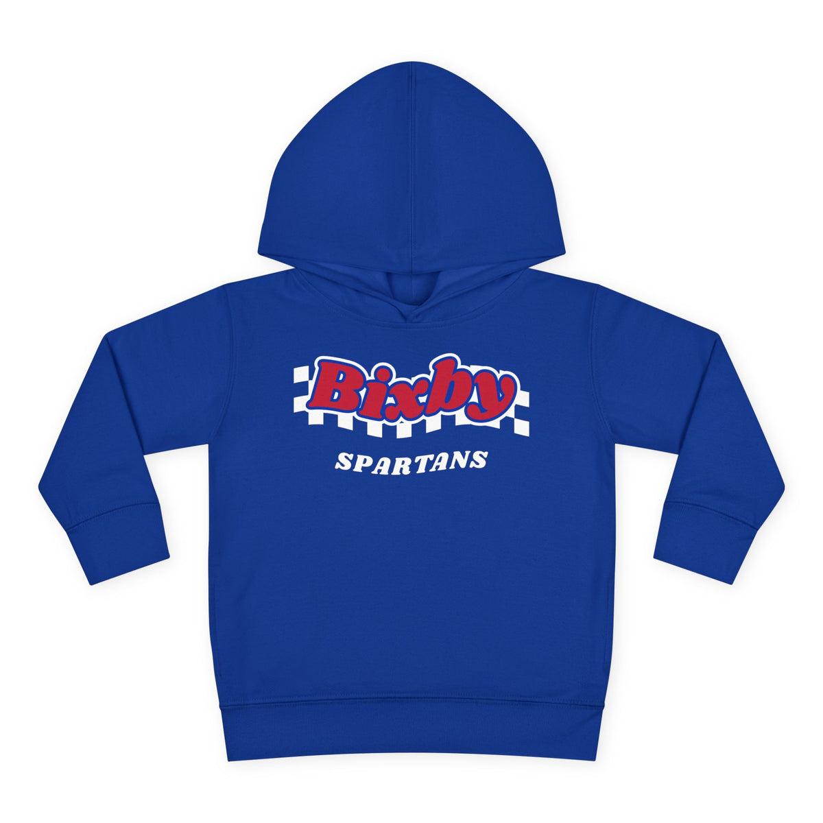 Bixby Spartans Retro Script Checkered Toddler Hoodie – Little Spartan Game Day Hoodie