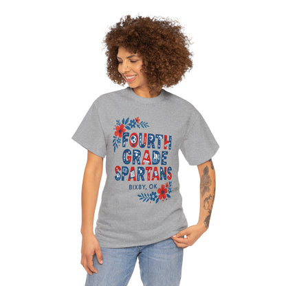 Fourth Grade Floral Teacher Gildan Tee