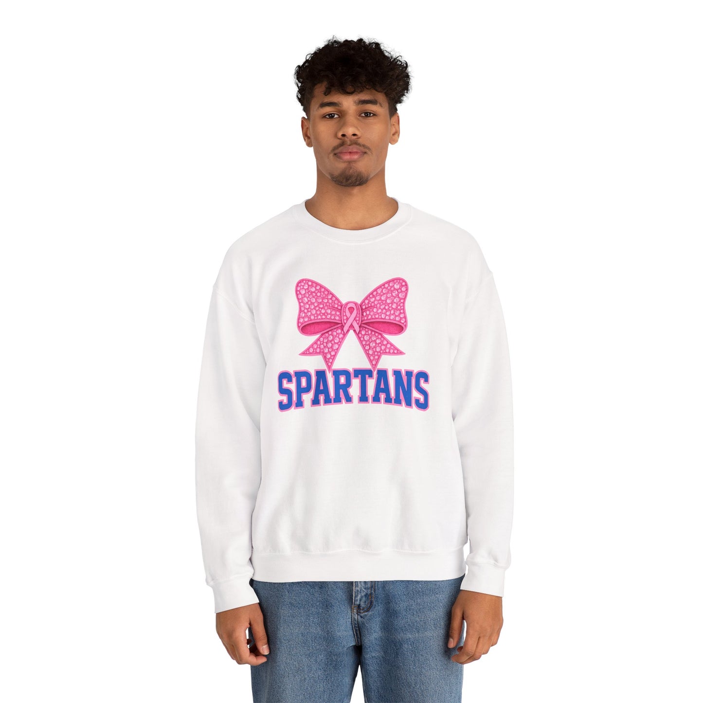 Spartan Pink Bow Cancer Awareness Gildan Sweatshirt