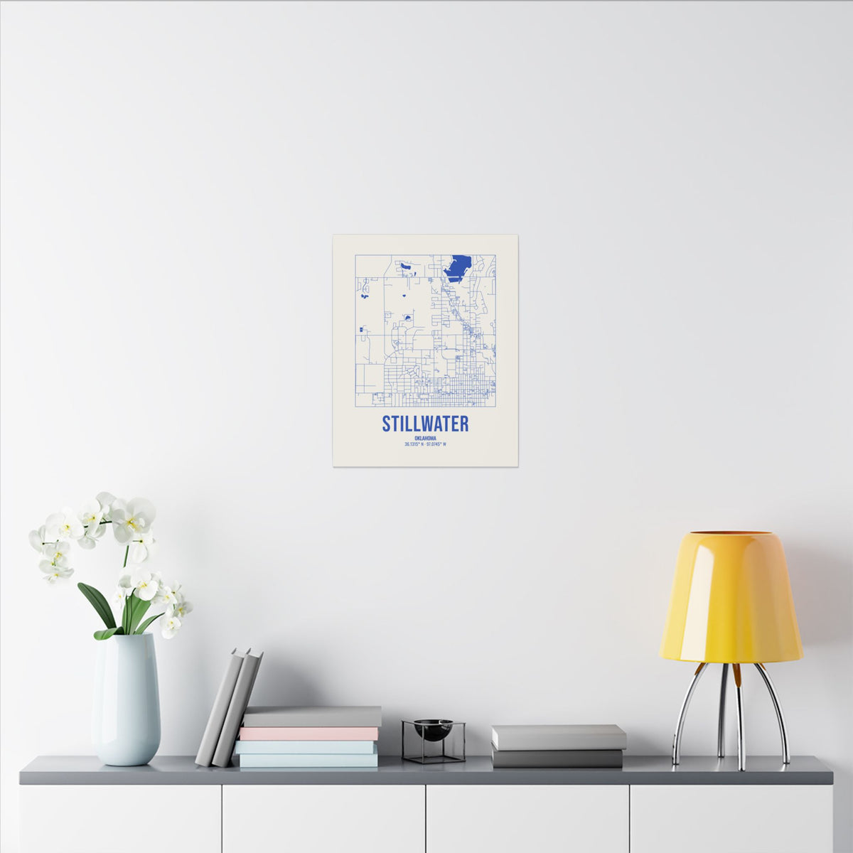Stillwater Street Map Canvas, Royal Blue on Cream