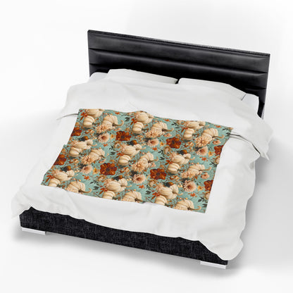 Autumn Floral Velveteen Plush Blanket