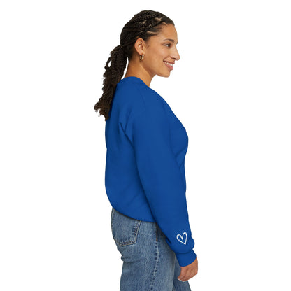 Embroidered Love Heart Gildan Sweatshirt with Dual Sleeve Embroidery