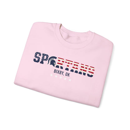Bixby Spartans Patriotic Military and Veteran Gildan Sweatshirt