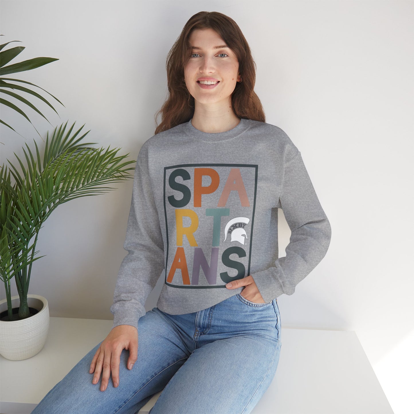 Spartans Block Text Gildan Sweatshirt
