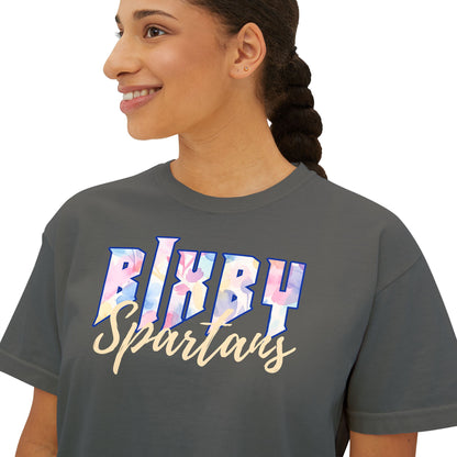 Bixby Spartans Comfort Colors Retro Floral Boxy Tee