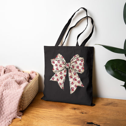 Spartan Bow Front and Back Print Canvas Tote Bag