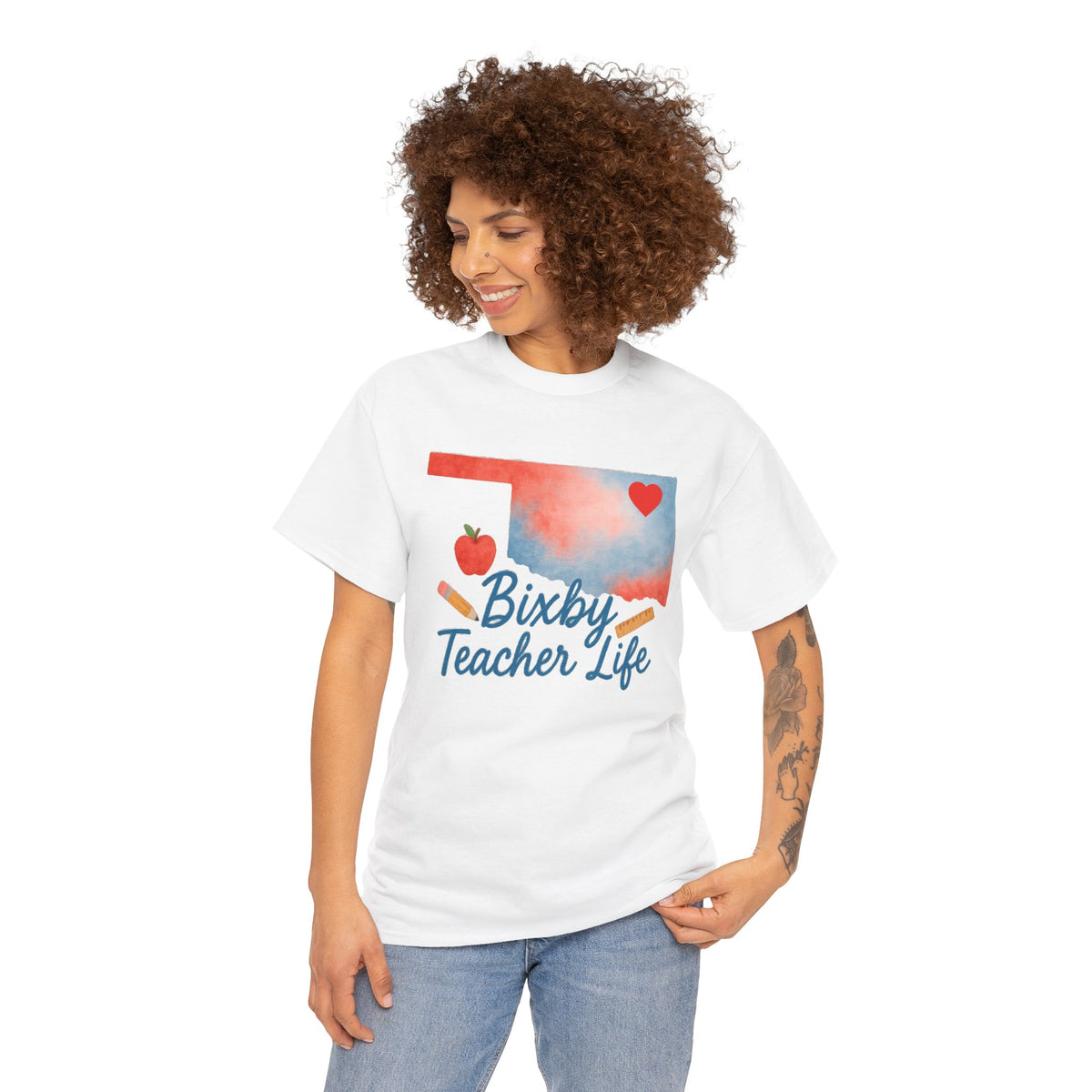 Bixby Spartans Teacher Life Bixby OK Watercolor Tee