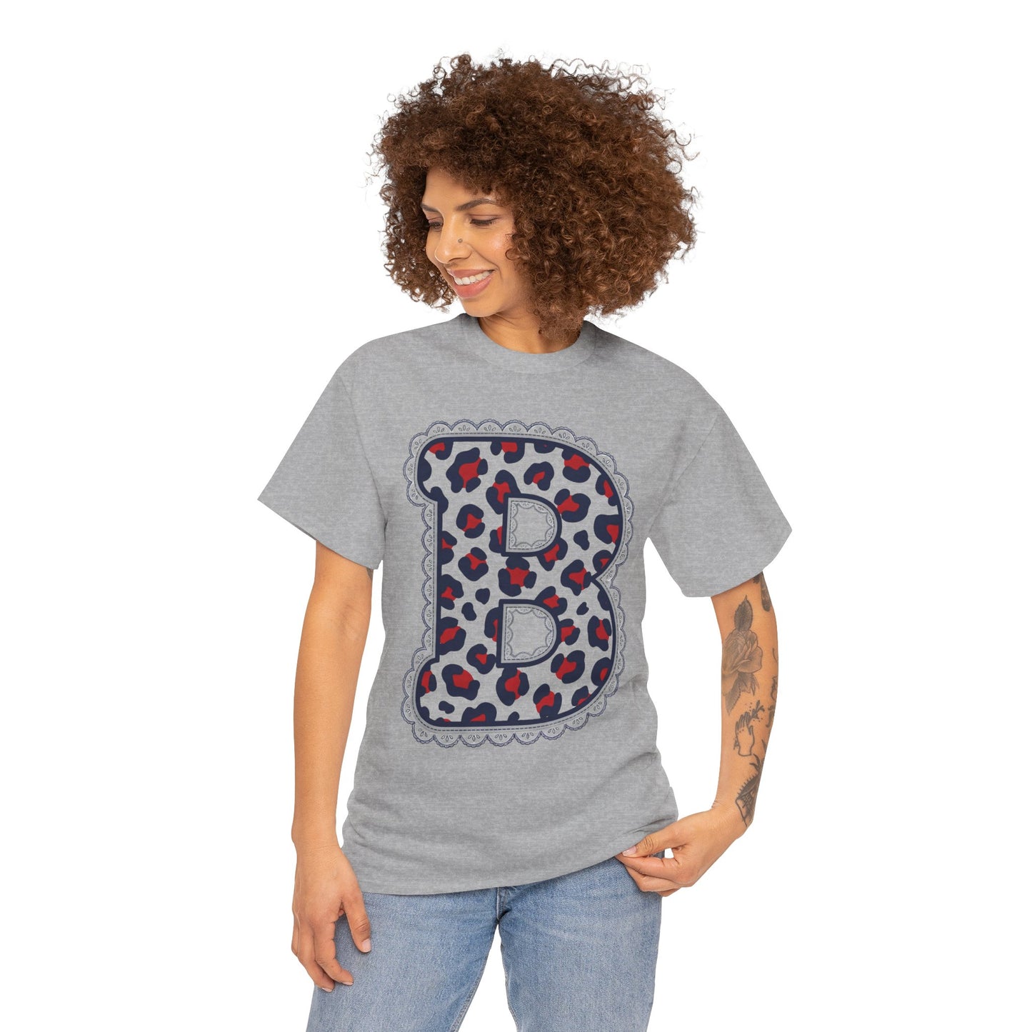 Leopard Print "B" Gildan Tee