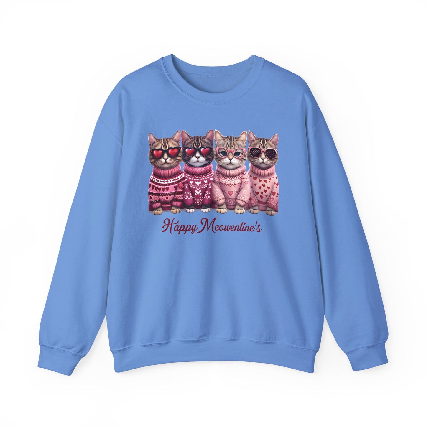 Happy Meowentine's Kittens Crewneck Sweatshirt | Valentine Cat Sweater