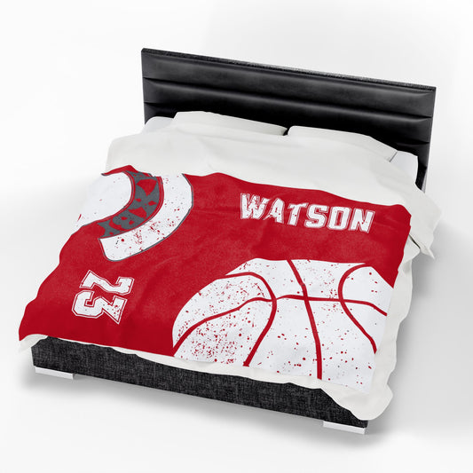 Spartan Basketball Velveteen Plush Blanket - Customized