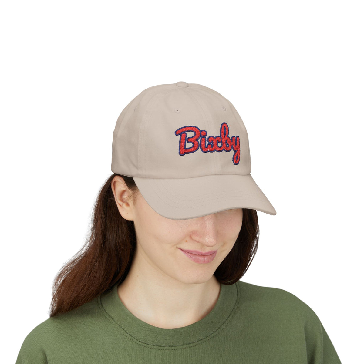 Bixby Spartans Embroidered Dad Hat, Red Script Bixby