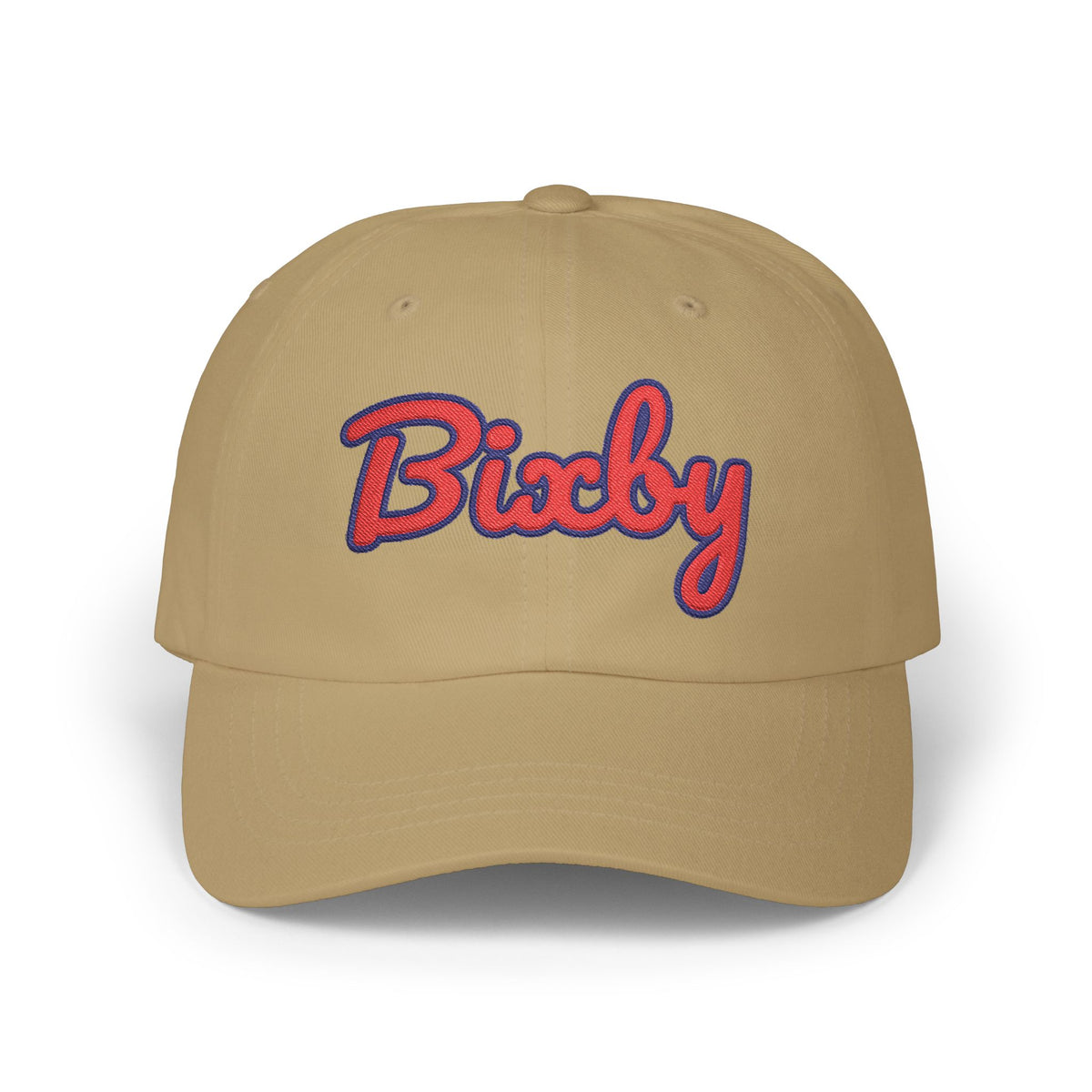 Bixby Spartans Embroidered Dad Hat, Red Script Bixby