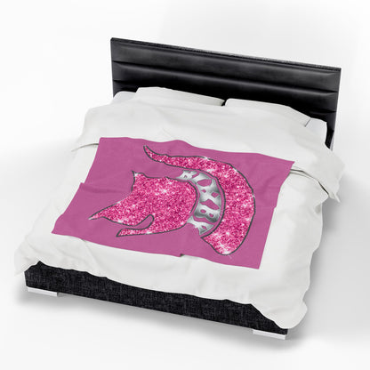 Spartan Pink Bling Logo Velveteen Plush Blanket