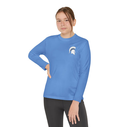 Spartan White Logo Youth Long Sleeve Sport-Tek Tee
